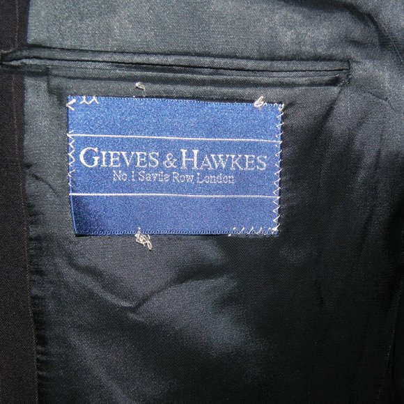 Gieves & Hawkes Henry Vintage Dark Blue Striped Two Button Suit 42R - Picture 13 of 13